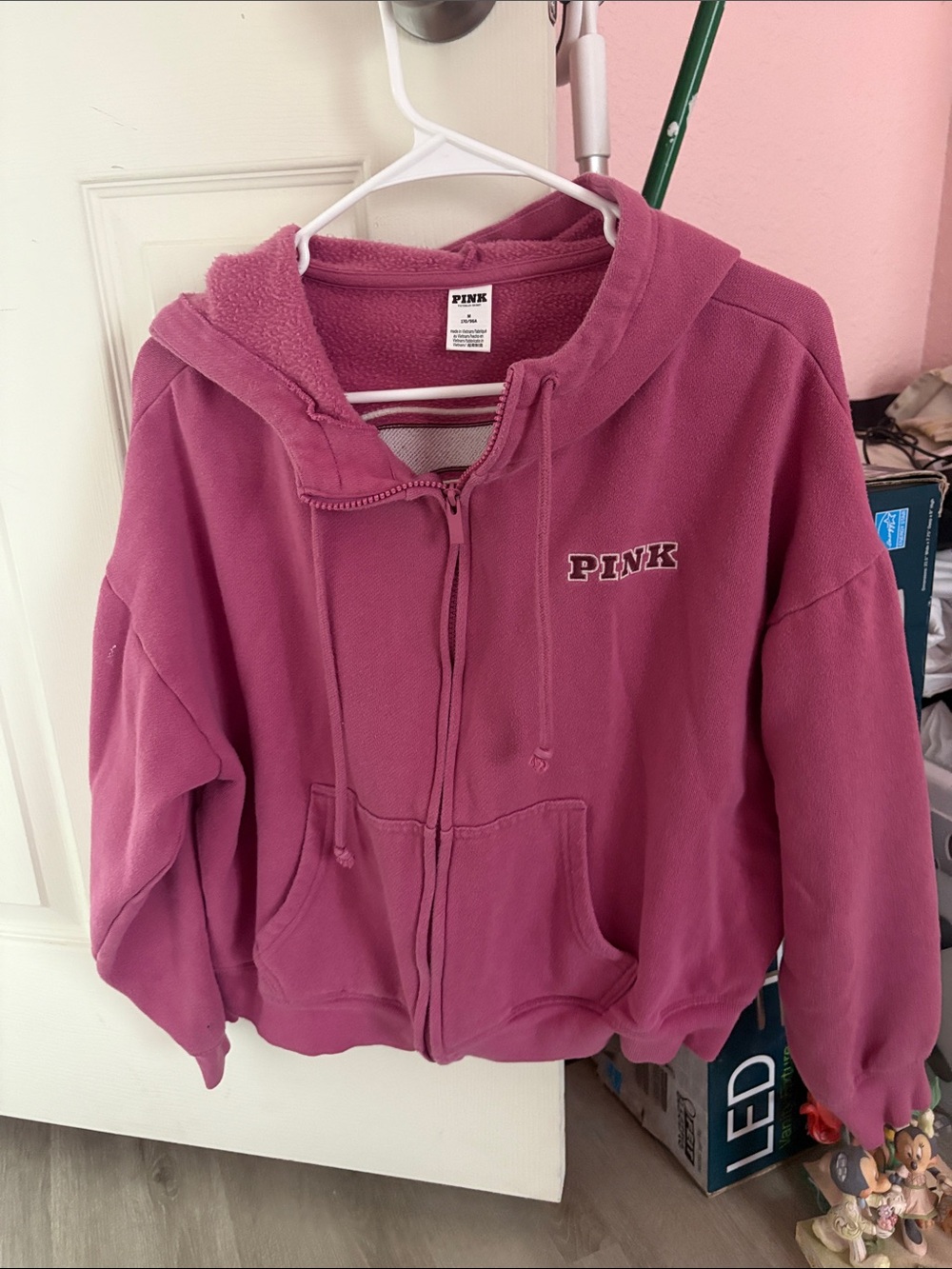 PINK Victoria's Secret Rose Pink Zip-Up Fleece Hoodie